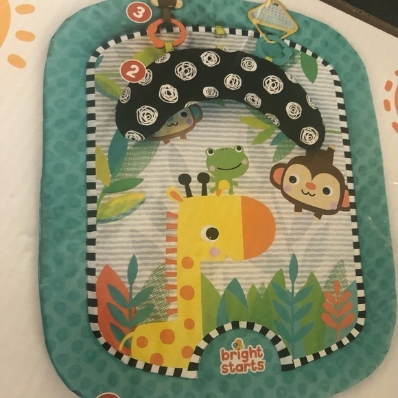 Bright Stars Giggle Safari Prop Pad Mat With Toys Tummy Time Play - Picture 2 of 4